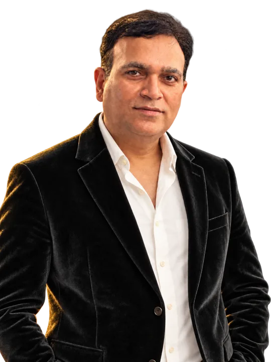 Nirbhay Singh in a black velvet evening jacket and white shirt